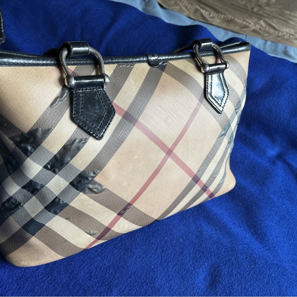 Burberry Tan and Black Check Shoulder Bag